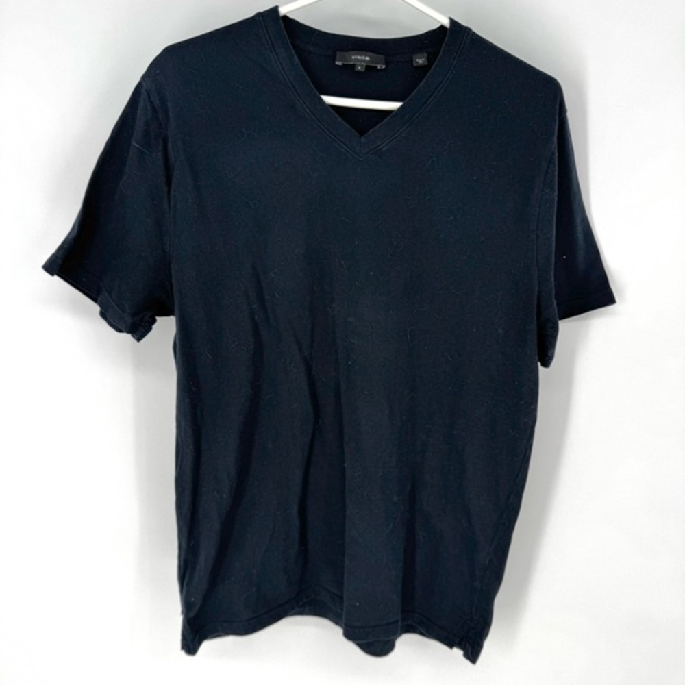 Vince quiet luxury, minimalist Black Short Sleeve v-neck Tee medium